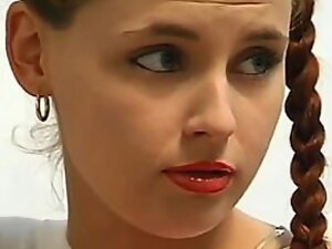 Sexy teen with pigtails gets a job